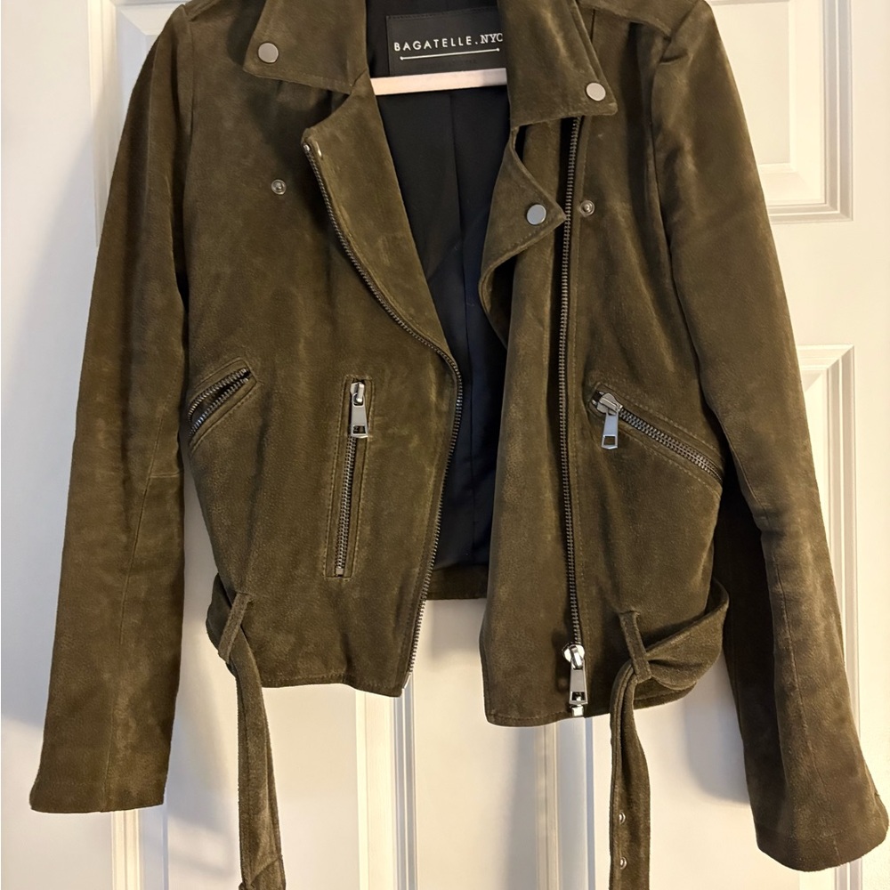Bagatelle Khaki Leather Jacket for Women